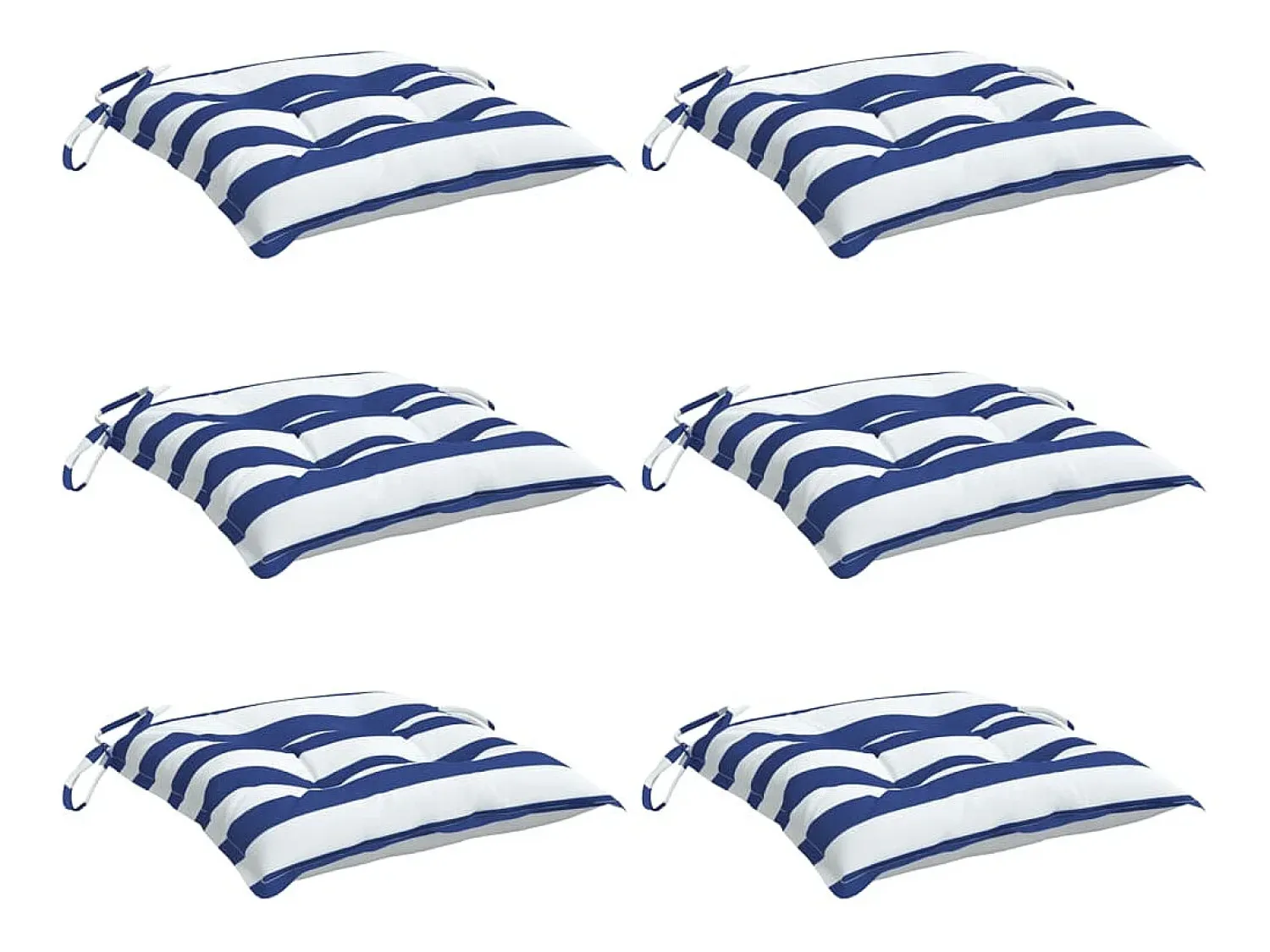New Clicnbuy Cojines de silla 6 unidades tela Oxford rayas azul blanco 50x50x7 cm Multicolor