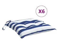 New Clicnbuy Cojines de silla 6 unidades tela Oxford rayas azul blanco 50x50x7 cm Multicolor