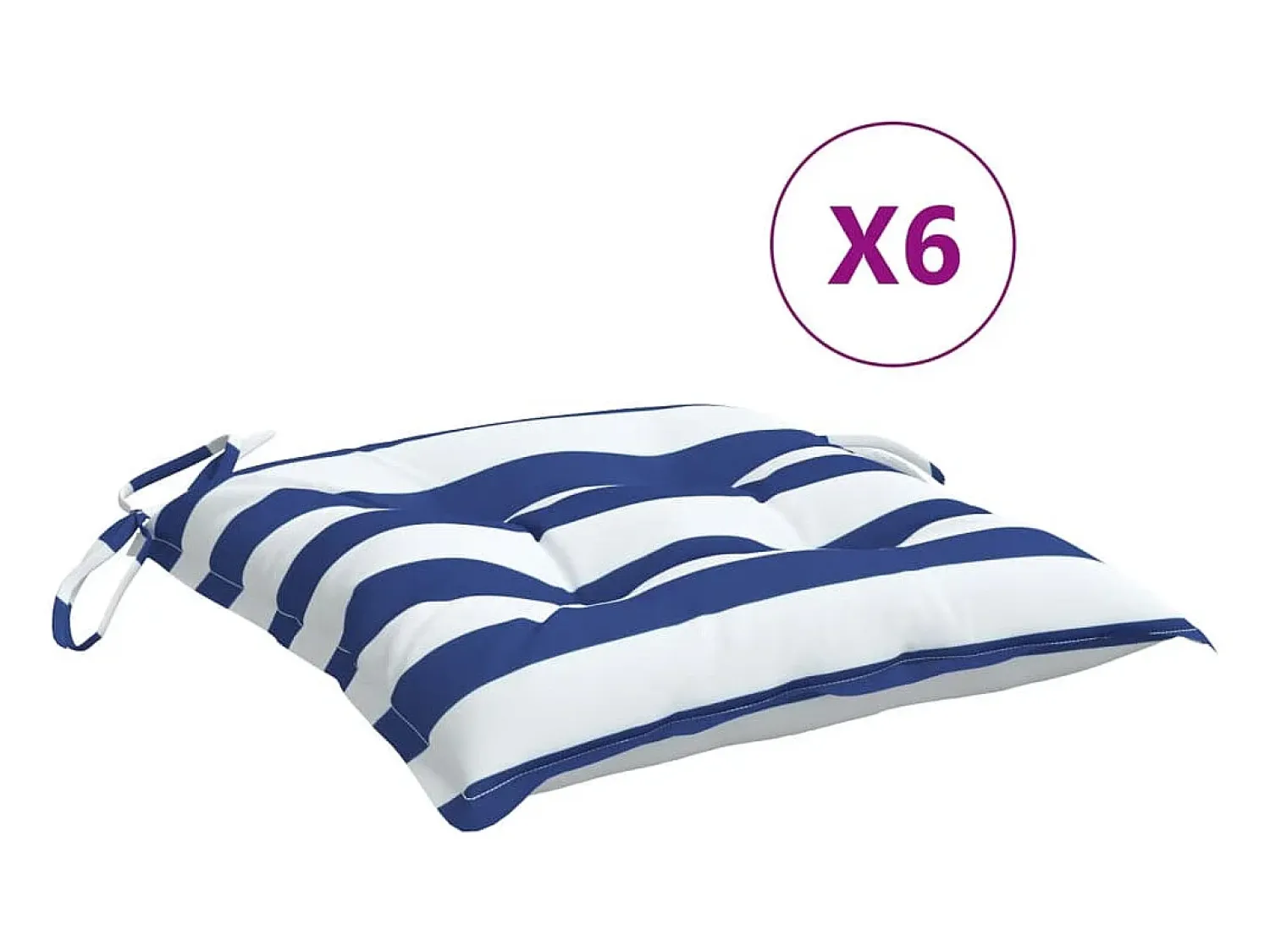 New Clicnbuy Cojines de silla 6 unidades tela Oxford rayas azul blanco 50x50x7 cm Multicolor