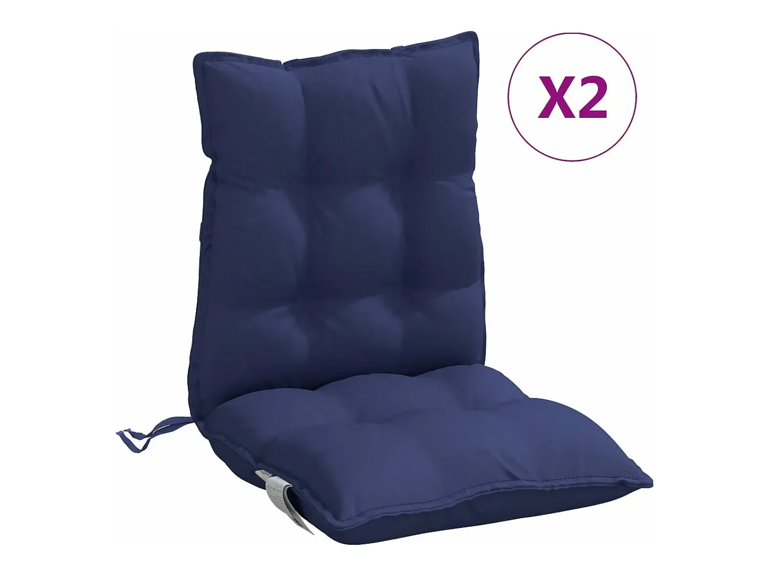 Sale Clicnbuy Cojines de silla de respaldo bajo 2 unidades tela marino Azul