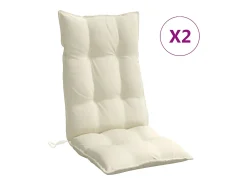 Cojines de silla respaldo alto 2 unidades tela Oxford color crema