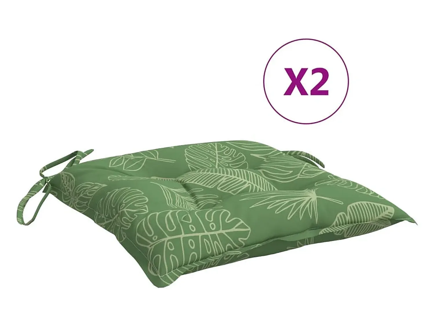 Clearance Clicnbuy Cojines para silla 2 unidades tela estampado de hojas 50x50x7 cm Verde