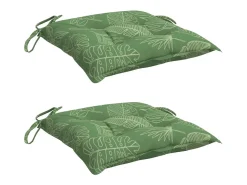 Clearance Clicnbuy Cojines para silla 2 unidades tela estampado de hojas 50x50x7 cm Verde