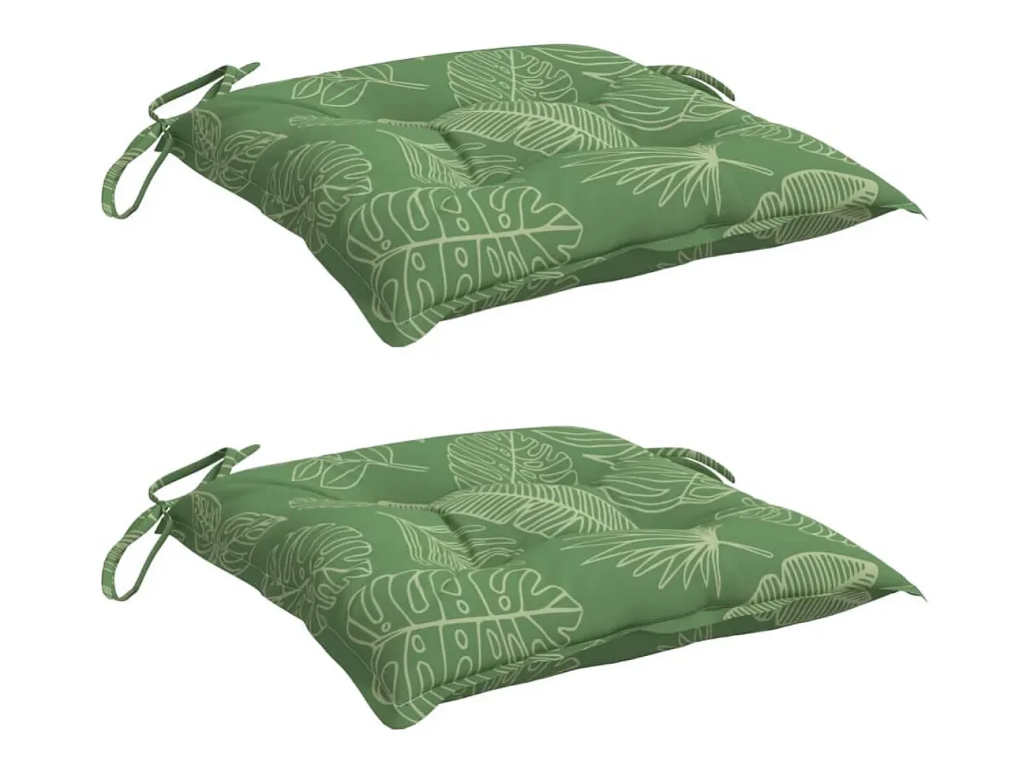 Clearance Clicnbuy Cojines para silla 2 unidades tela estampado de hojas 50x50x7 cm Verde