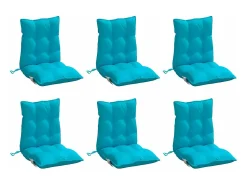 Clicnbuy Ropa De Casa^Cojines para silla con respaldo bajo 6 unidades tela Oxford turquesa Azul turquesa