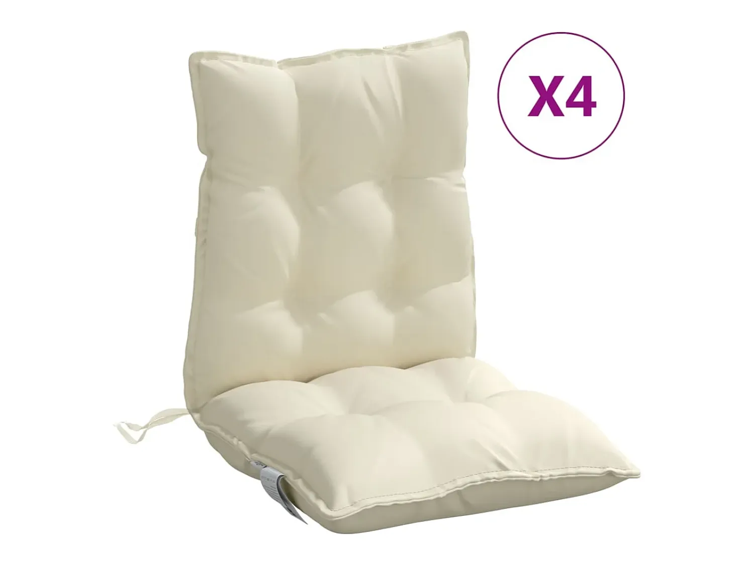 Clicnbuy Ropa De Casa^Cojines para silla con respaldo bajo 4 unidades tela Oxford Crema