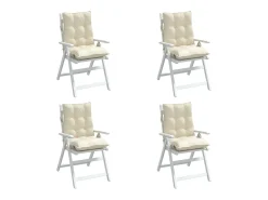 Clicnbuy Ropa De Casa^Cojines para silla con respaldo bajo 4 unidades tela Oxford Crema