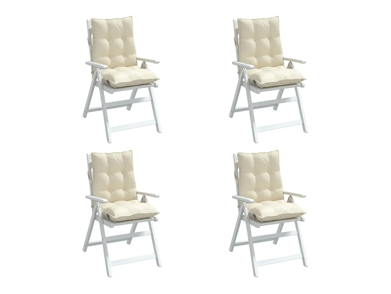 Clicnbuy Ropa De Casa^Cojines para silla con respaldo bajo 4 unidades tela Oxford Crema