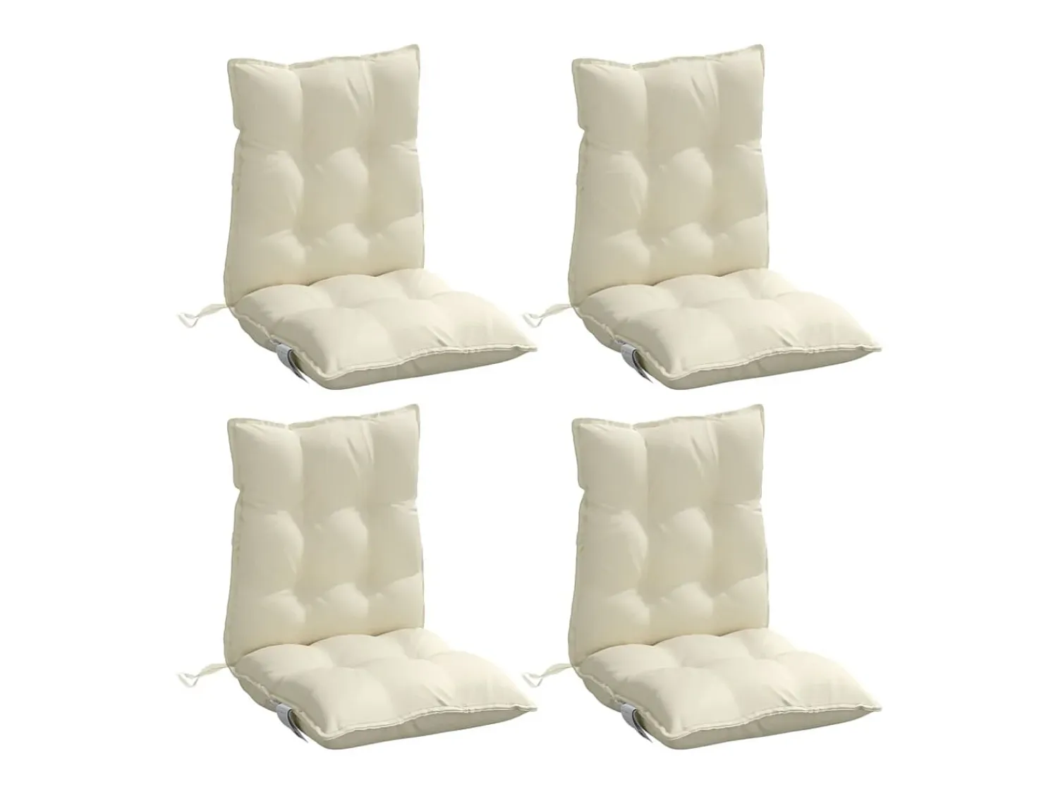 Clicnbuy Ropa De Casa^Cojines para silla con respaldo bajo 4 unidades tela Oxford Crema