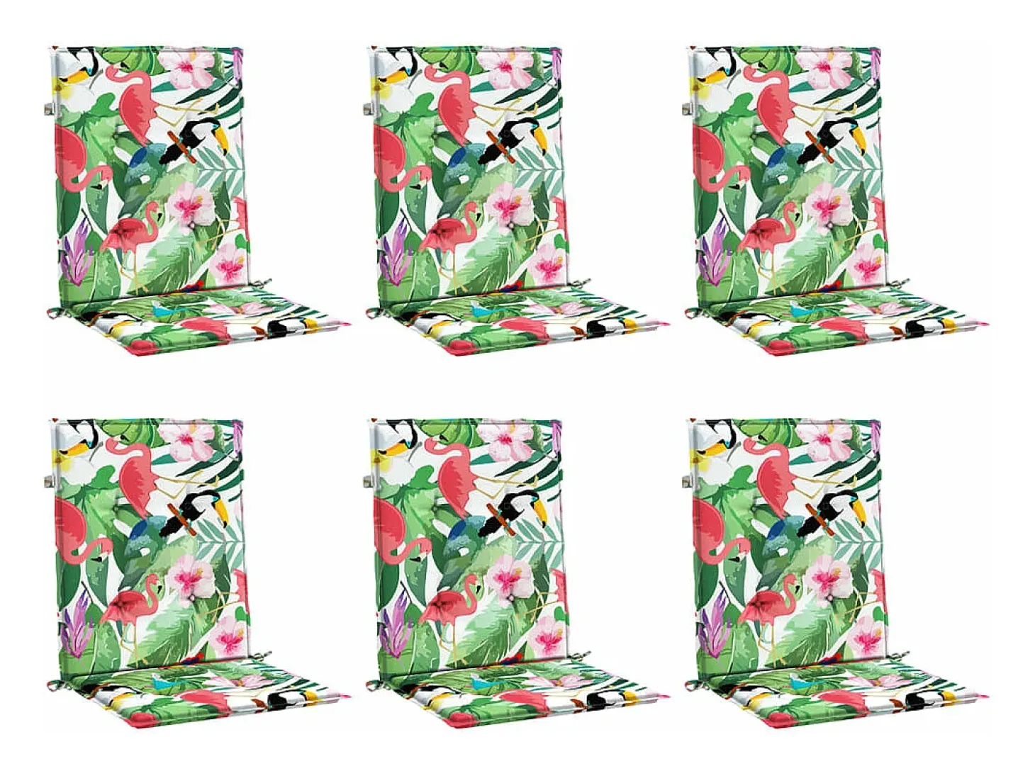 Cojines para silla con respaldo bajo 6 unidades tela multicolor
