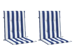 Clicnbuy Ropa De Casa^Cojines silla de respaldo bajo 2 unidades tela a rayas azul y blanco Multicolor