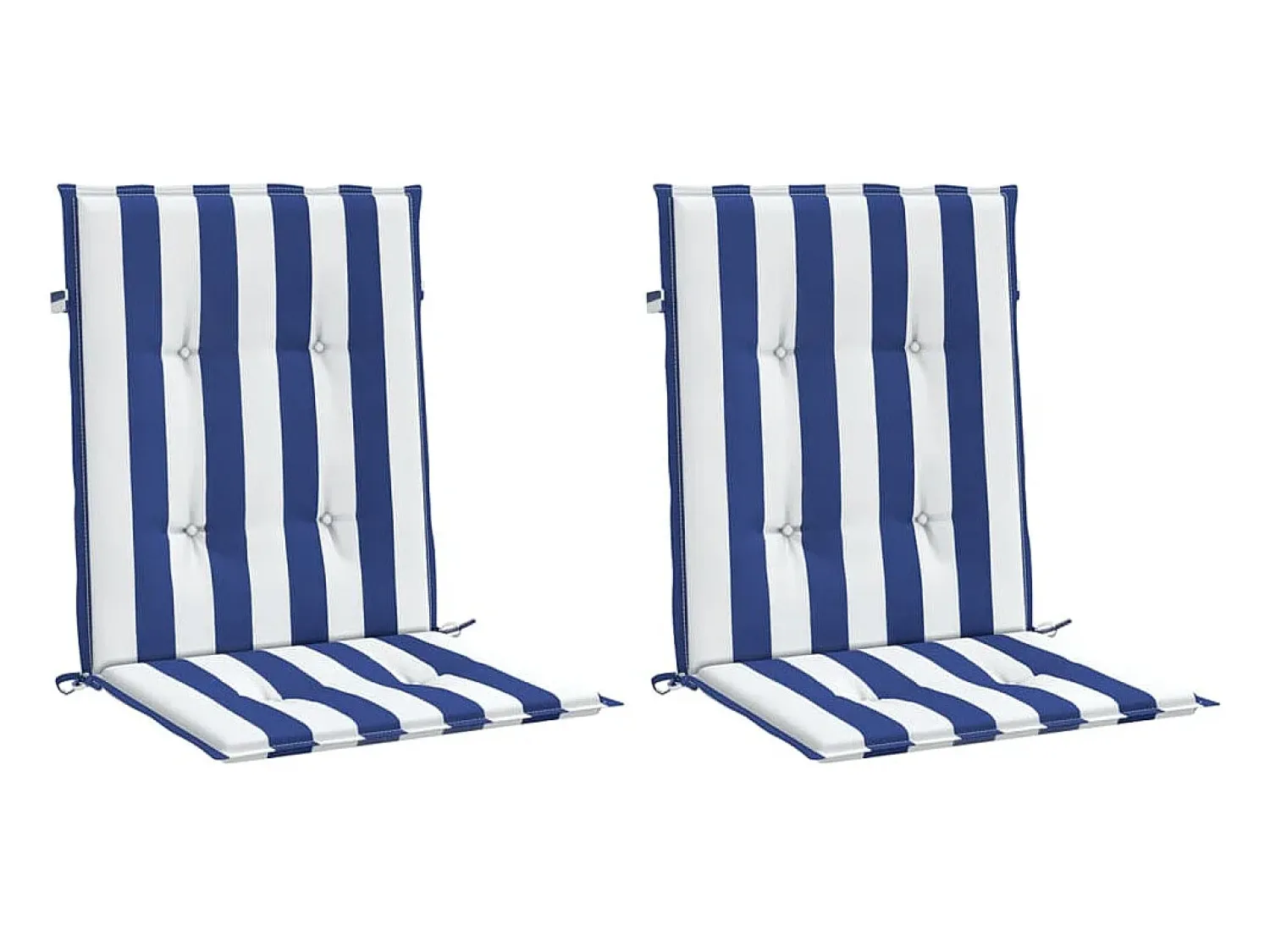 Clicnbuy Ropa De Casa^Cojines silla de respaldo bajo 2 unidades tela a rayas azul y blanco Multicolor