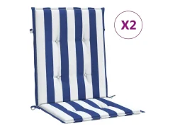 Clicnbuy Ropa De Casa^Cojines silla de respaldo bajo 2 unidades tela a rayas azul y blanco Multicolor