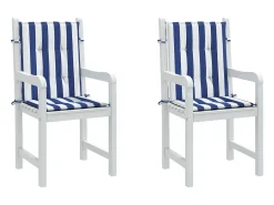 Clicnbuy Ropa De Casa^Cojines silla de respaldo bajo 2 unidades tela a rayas azul y blanco Multicolor