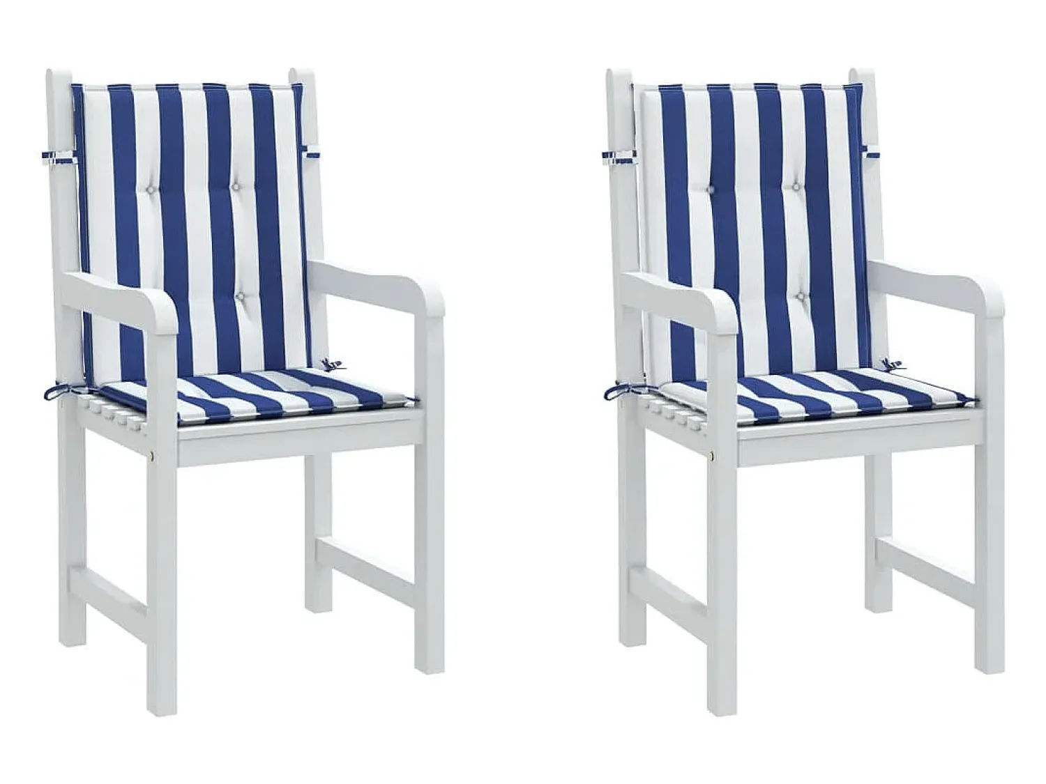 Clicnbuy Ropa De Casa^Cojines silla de respaldo bajo 2 unidades tela a rayas azul y blanco Multicolor