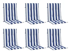Clicnbuy Ropa De Casa^Cojines silla de respaldo bajo 6 unidades tela a rayas azul y blanco Multicolor