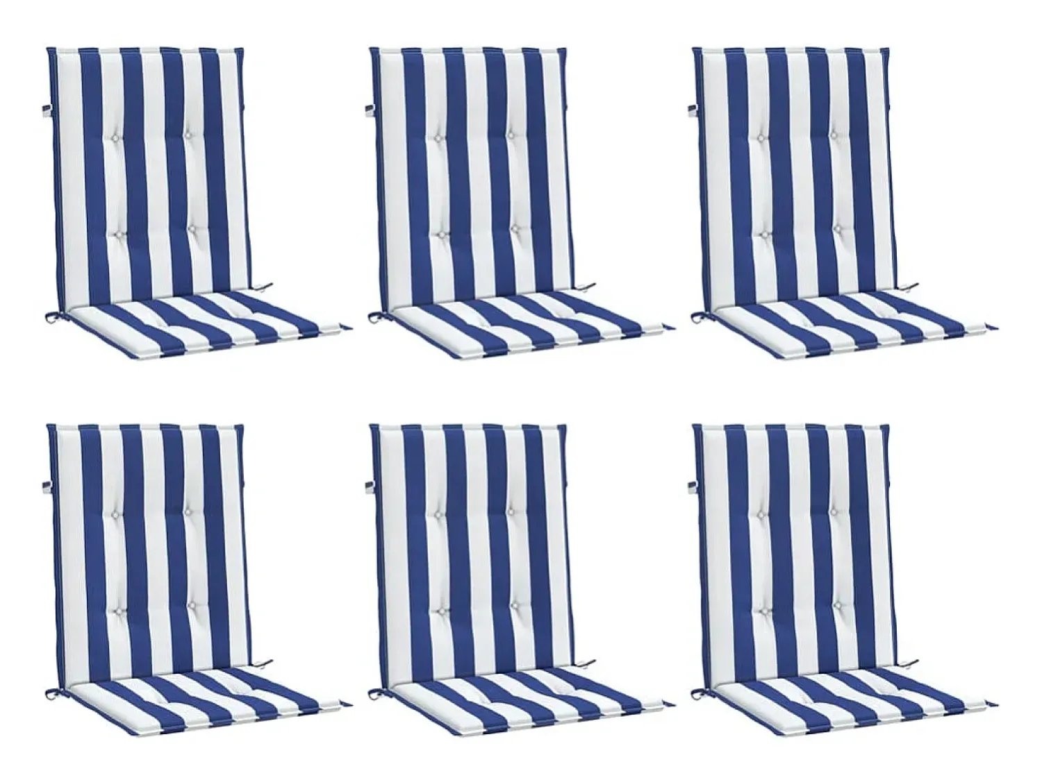 Clicnbuy Ropa De Casa^Cojines silla de respaldo bajo 6 unidades tela a rayas azul y blanco Multicolor