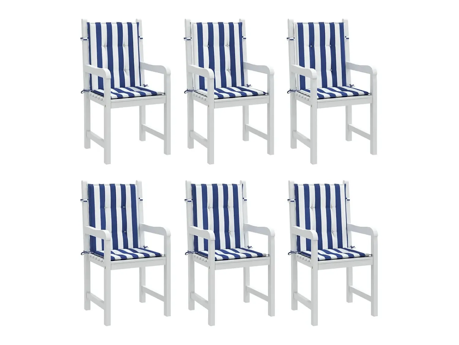 Clicnbuy Ropa De Casa^Cojines silla de respaldo bajo 6 unidades tela a rayas azul y blanco Multicolor