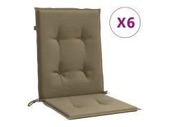 Clearance Clicnbuy Cojines silla respaldo bajo 6 ud tela taupe melange 100x50x4 cm Topo