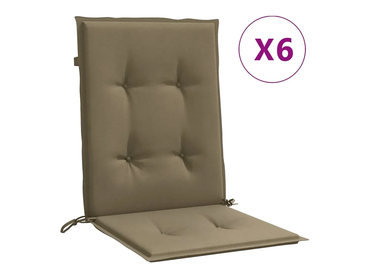 Clearance Clicnbuy Cojines silla respaldo bajo 6 ud tela taupe melange 100x50x4 cm Topo