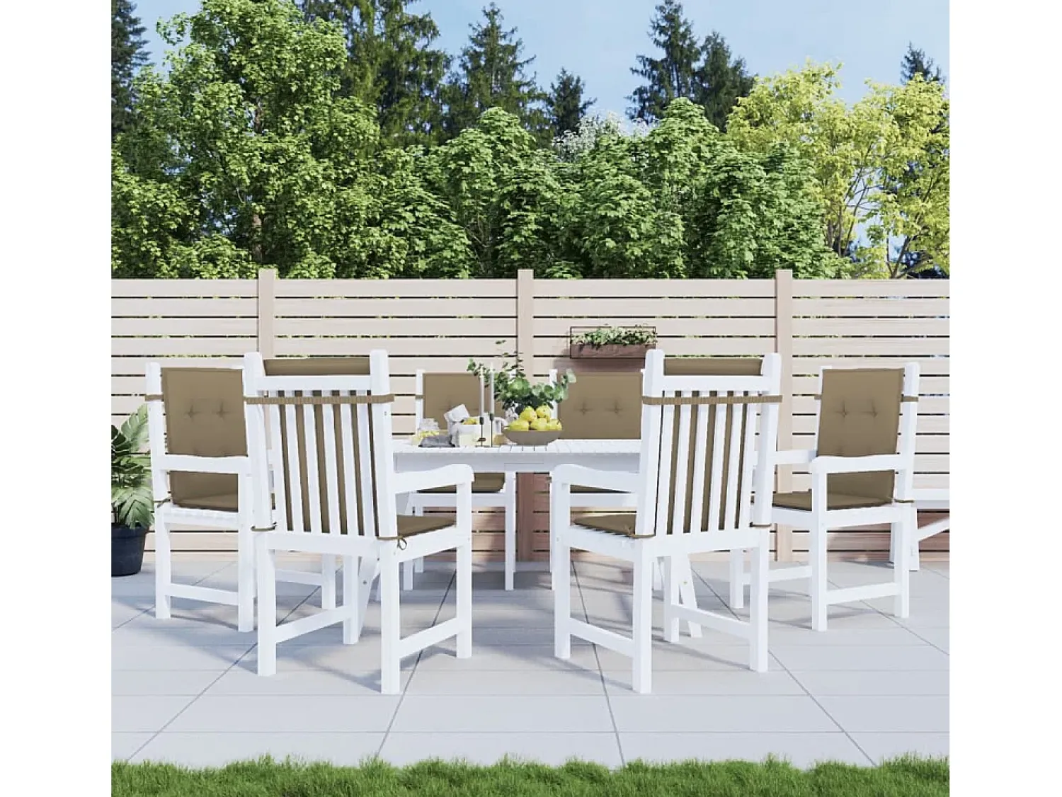 Clearance Clicnbuy Cojines silla respaldo bajo 6 ud tela taupe melange 100x50x4 cm Topo