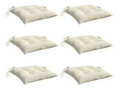 Cojines sillas de jardín 6 unidades tela Oxford crema 40x40x7 cm
