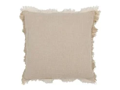 Online J-Line Cojín con flecos de muselina de algodón oscuro 45x45x12 cm Beige