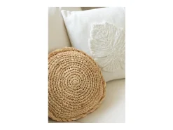 Best J-Line Cojín cuadrado de finas hojas de poliéster de 40x40cm Blanco