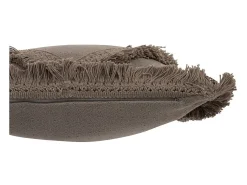 Sale J-Line Cojín cuadrado de flecos algodón topo 45x45 cm Marru00f3n