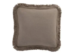 Sale J-Line Cojín cuadrado de flecos algodón topo 45x45 cm Marru00f3n