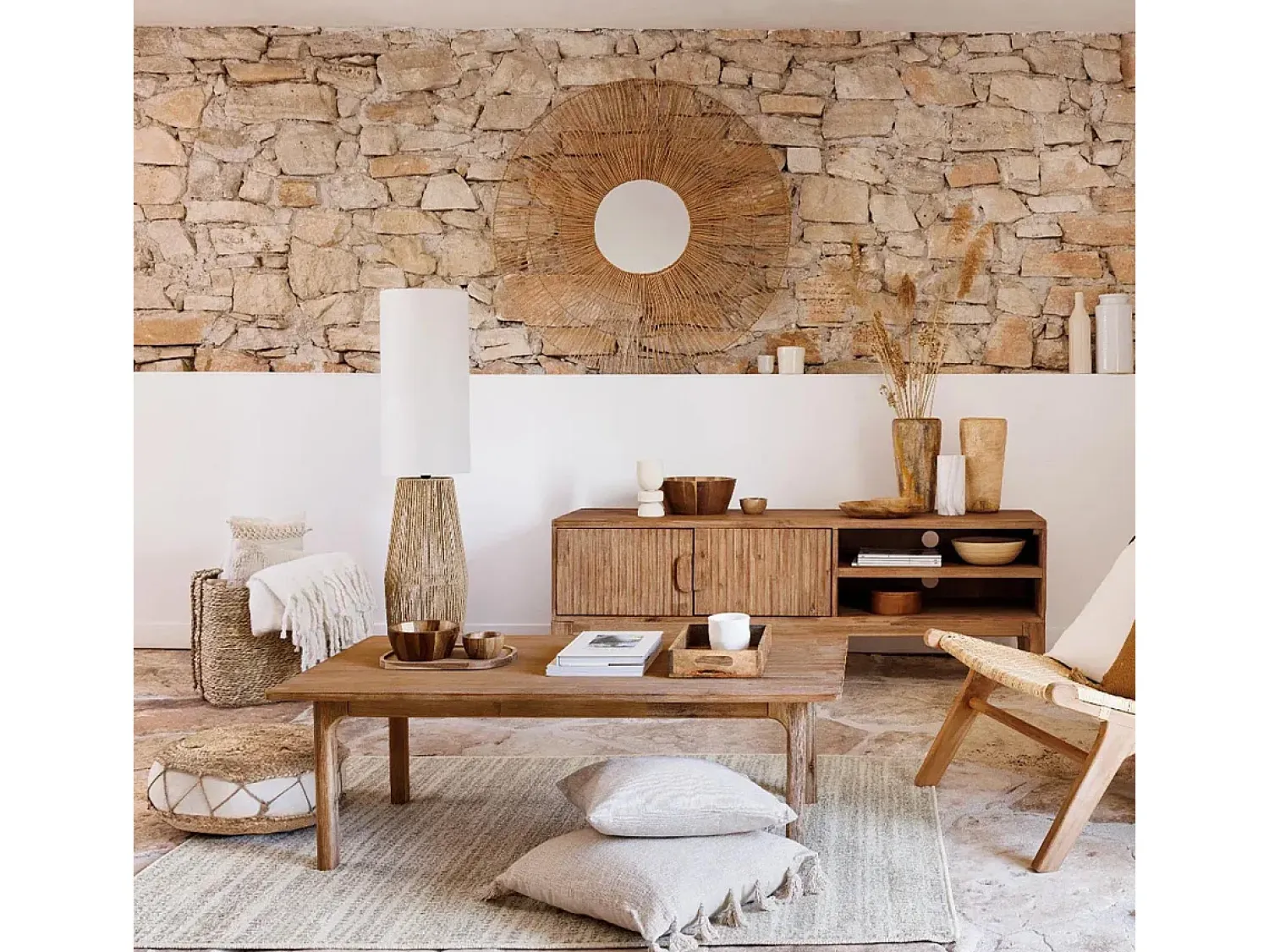 Atmosphera Ropa De Casa^Cojín de poliéster beige 50x50x18cm Marfil