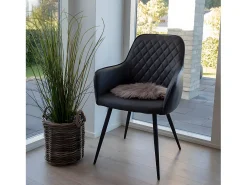 Cojín de silla Laila, imitación piel de cordero Ø35 cm color seta.