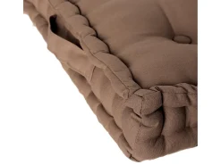 Cojín de Suelo de Algodón Taupe 40 x 40 cm con Botones y Asa