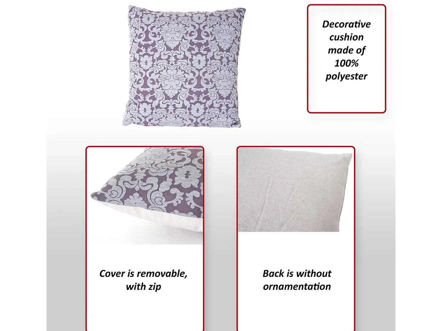 Outlet MCW Cojín decorativo barroco + flores (lote de 2) Multicolor