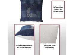 MCW Ropa De Casa^Cojín decorativo ciervo Azul