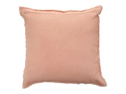 Clearance J-Line Cojín desgastado de lino melocotón 45 x 45 cm Rosa