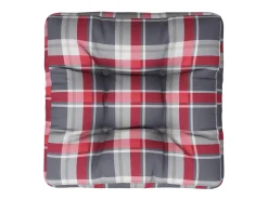 Cojín para sofá de palets tela cuadros rojo 58x58x10 cm