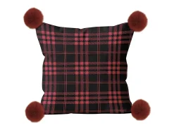 Best Soleil d'ocre Cojín polar de microfibra 45x45 cm cuadros TARTÁN, por Rojo