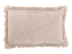 Discount J-Line Cojín rectangular con flecos de algodón de 60x40cm Rosa