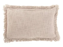 Discount J-Line Cojín rectangular con flecos de algodón de 60x40cm Rosa