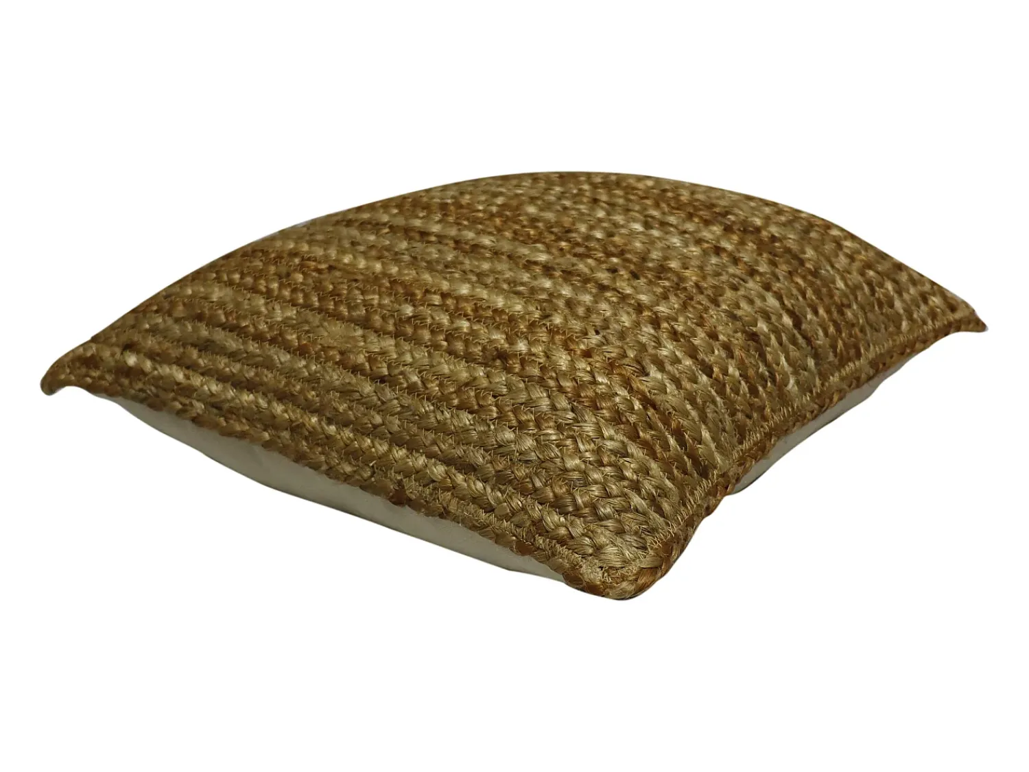 OZAIA Cojín trenzado 100% jute - 60 x 60 cm - Natural - ZAMBAI Color natural claro