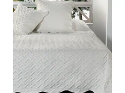 Clearance Colcha con formas geométricas cosidas 250 x 260 cm Marfil