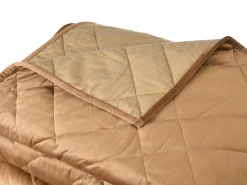 Outlet OZAIA Colcha de terciopelo acolchado - 225 x 220 cm - - PRILIO Camel