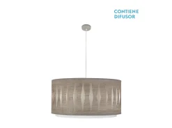 AKUNADECOR Colgante Regulable Madera/cromo Alexandra 3xe27 Fabrialamp Plateado