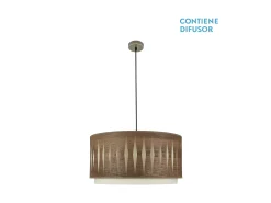 AKUNADECOR Lámpara Suspendida^Colgante Alexandra Cuero/madera Oscura Regulable Dorado