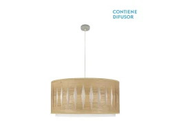 AKUNADECOR Lámpara Suspendida^Colgante Alexandra Niquel/madera Clara Regulable Plateado