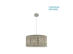 AKUNADECOR Lámpara Suspendida^Colgante En Niquel/madera Gris Modelo Katerina Plateado