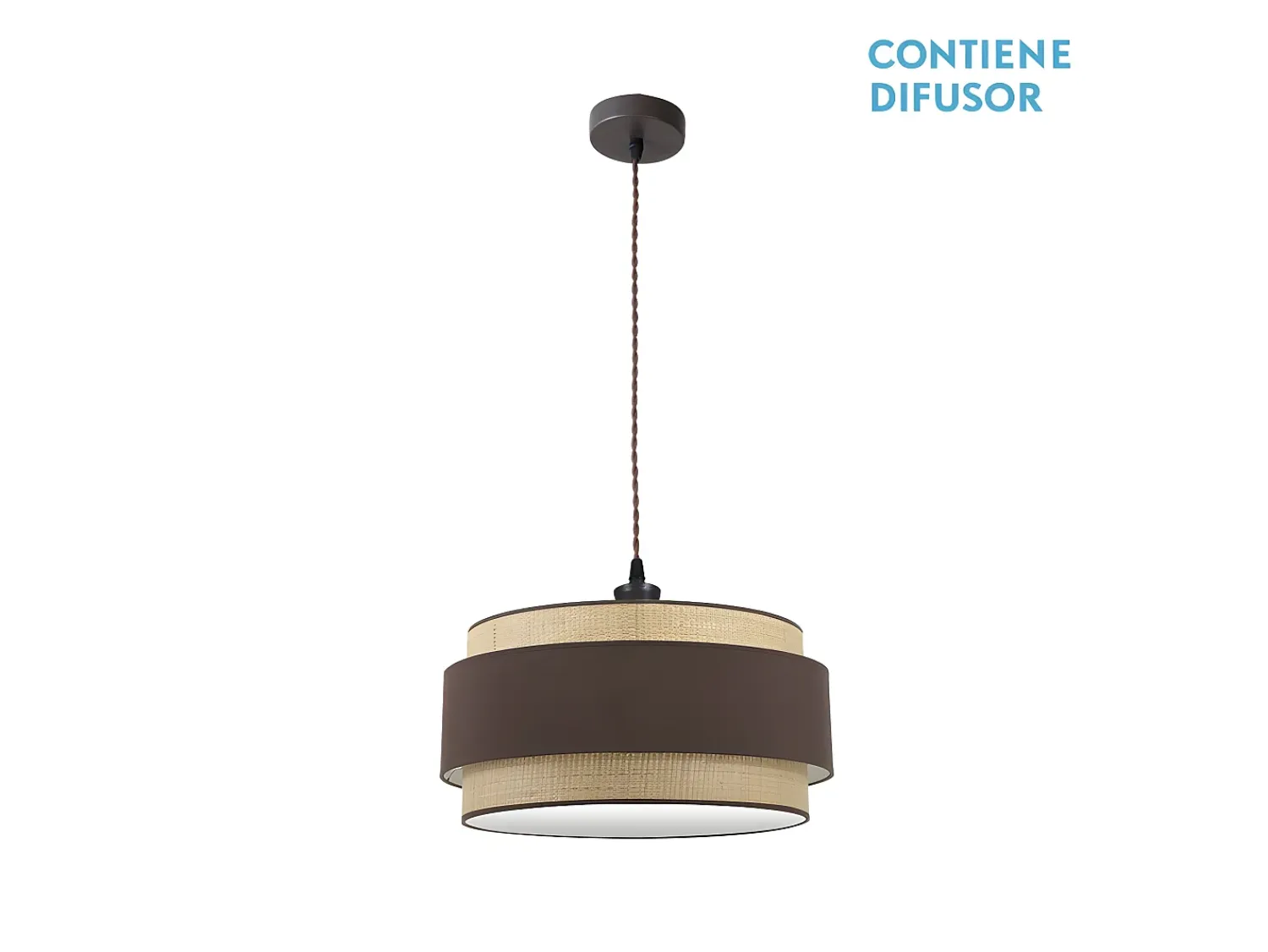 AKUNADECOR Lámpara Suspendida^Colgante Marron/ Natural Modelo Kandy 2xe27 Regulable Marru00f3n