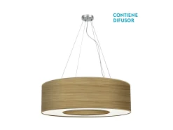AKUNADECOR Lámpara Suspendida^Colgante Mediano Modelo Haiti Cromo/madera Clara Plateado