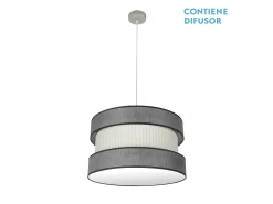 AKUNADECOR Lámpara Suspendida^Colgante Niquel/gris-beis Modelo Home 2luces Regulable Plateado